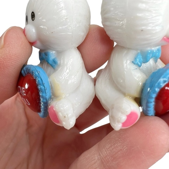 White Easter Bunny I Love You Dangle Pierced Earrings - Picture 12 of 14